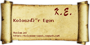 Koloszár Egon névjegykártya